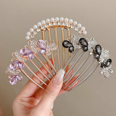 Rhinestone Butterfly Insert Comb For Updo Barrettes