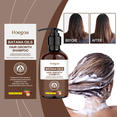 HOEGOA Batana Oil Shampoo Moisturizing Scalp Soft Oil Control Fluffy Lasting Fragrance Mild Shampoo