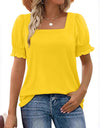 Spring And Summer New Fashion Simple U-neck Petal Sleeve Loose T-shirt