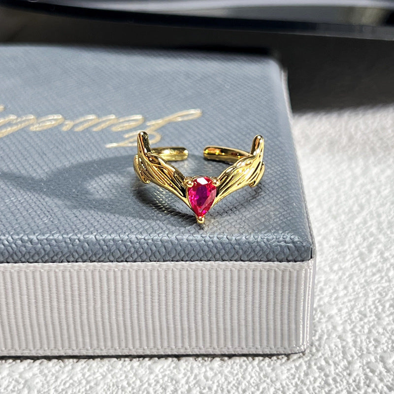 French Rose Zircon Light Luxury High-grade Ring