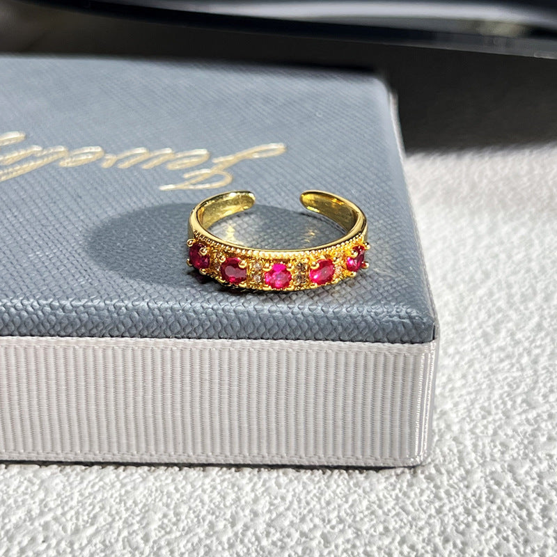 French Rose Zircon Light Luxury High-grade Ring