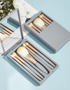 5 PCs Makeup Brushes With Mirror Travel Set