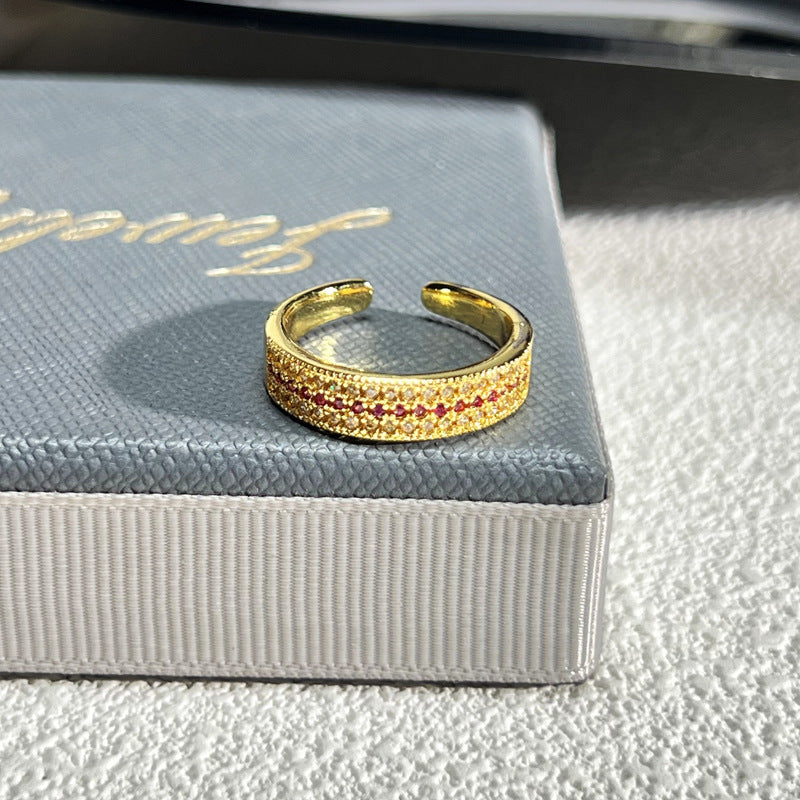 French Rose Zircon Light Luxury High-grade Ring