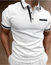 Men's Casual Square Collar Double Buckle Printed Short Sleeve