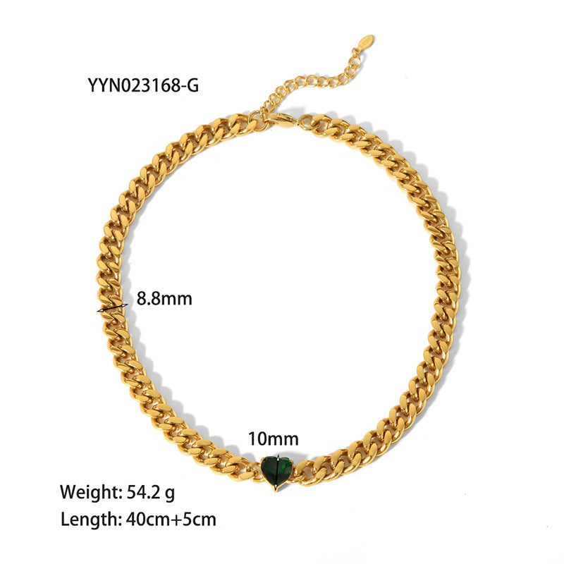 European And American 18K Gold-plated Inlaid Zircon Light Luxury Non-fading Stainless Steel Bracelet Necklace
