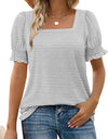 Spring And Summer New Fashion Simple U-neck Petal Sleeve Loose T-shirt