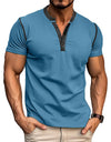 Fashion Short-sleeved Polo Shirt Summer Button V-neck T-shirt Tops Mens Clothing