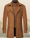 Men's Woolen Coat Double Collar Standard Vertical Zipper Coat Jacket