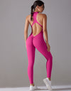 Solid Beauty-back Long Pants Jumpsuit Yoga Fitness Running Dance Slim Bodysuit Women Sports Clothing