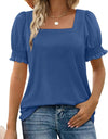Spring And Summer New Fashion Simple U-neck Petal Sleeve Loose T-shirt