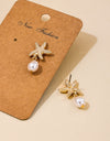 Metal Starfish Pearl Tassel Women's Earrings
