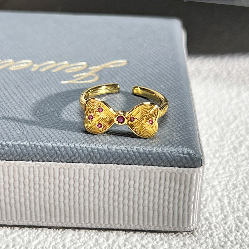 French Rose Zircon Light Luxury High-grade Ring