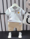 Summer Letter Lapel Short Sleeve Two-piece Suit