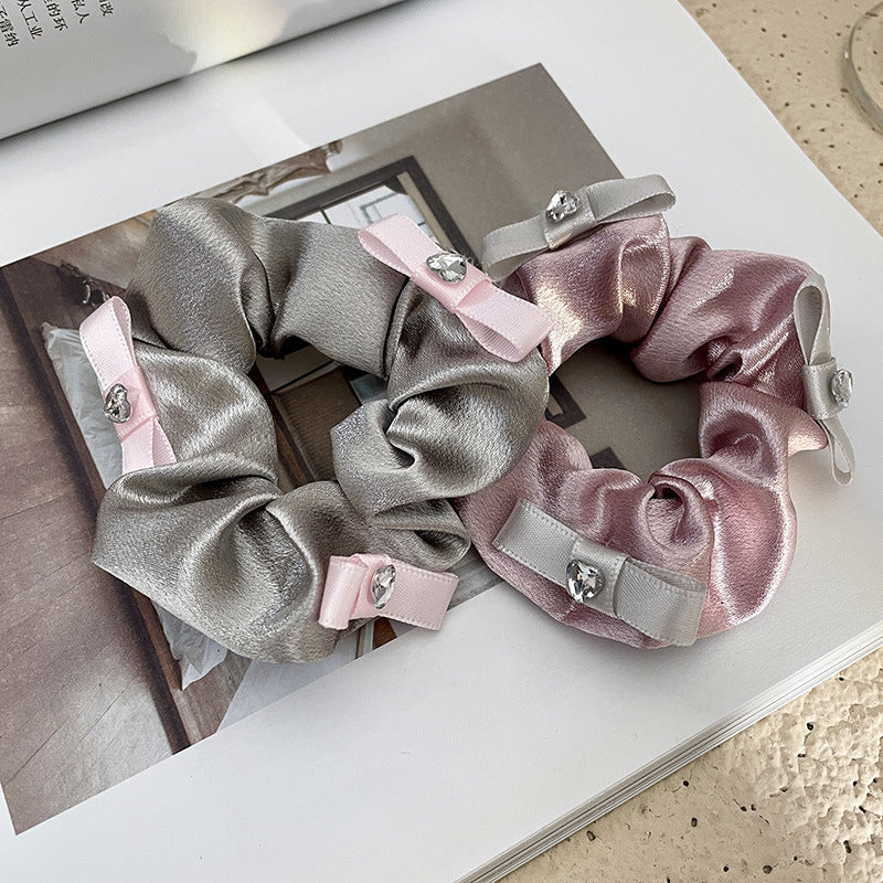 Satin Bow Fabric Large Intestine Hair Ring For Women