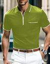 Summer New Men's Zipper Loose Casual Pocket Men's Sports Polo Shirt