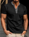 Fashion Short-sleeved Polo Shirt Summer Button V-neck T-shirt Tops Mens Clothing