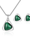 Geometric Triangle Cat-eye Necklace And Earrings Suite
