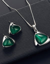 Geometric Triangle Cat-eye Necklace And Earrings Suite