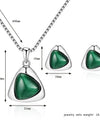 Geometric Triangle Cat-eye Necklace And Earrings Suite