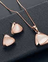 Geometric Triangle Cat-eye Necklace And Earrings Suite