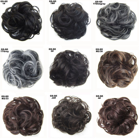 New Trendy Design Women Wavy Curly Messy Hair Bun Synthetic