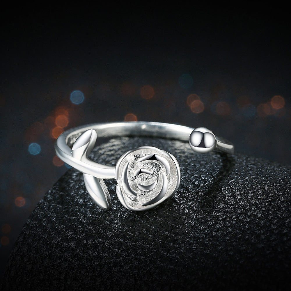 Beautiful rose tail ring sterling silver ring