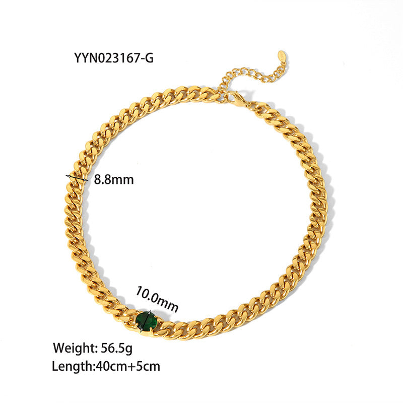European And American 18K Gold-plated Inlaid Zircon Light Luxury Non-fading Stainless Steel Bracelet Necklace