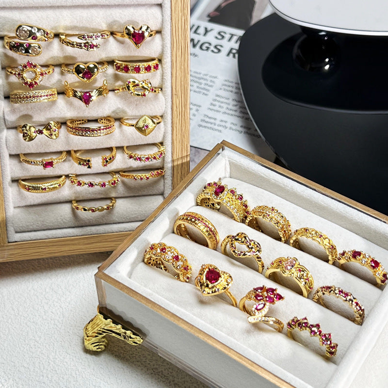 French Rose Zircon Light Luxury High-grade Ring