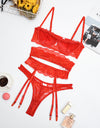 Yimunancy 3-piece Lingerie Set Women Transparent Sexy Bra Set Ladies Lace Lingerie Intimates Underwear Set
