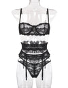 Yimunancy 3-piece Lingerie Set Women Transparent Sexy Bra Set Ladies Lace Lingerie Intimates Underwear Set