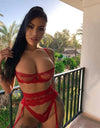 Yimunancy 3-piece Lingerie Set Women Transparent Sexy Bra Set Ladies Lace Lingerie Intimates Underwear Set