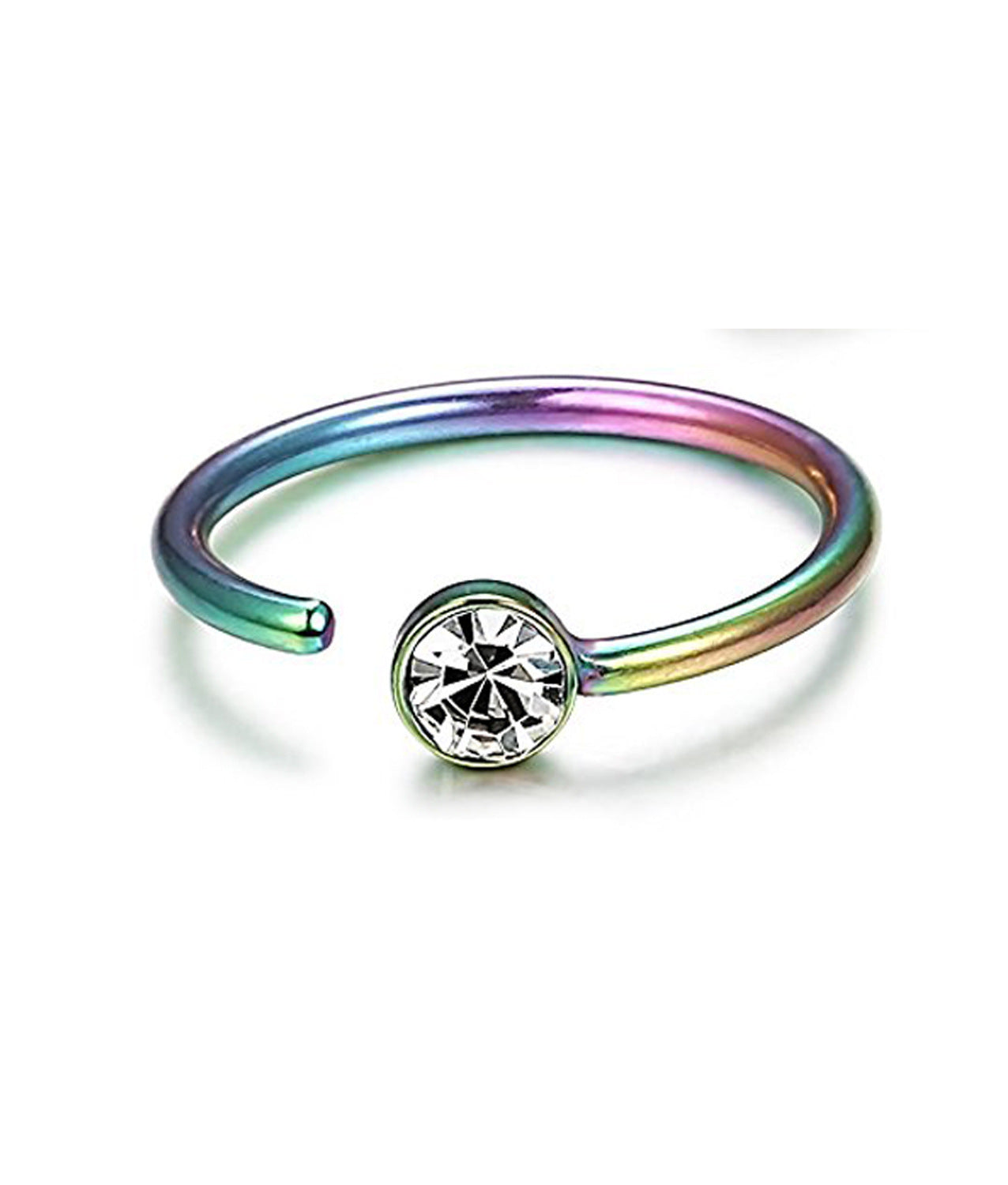 Human Body Piercing C-Shaped Stainless Steel Rhinestone Nose Ring