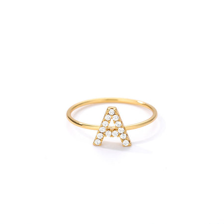 Letter Ring Z Gold Stainless Steel Zircon Ring Creative Finger Ring