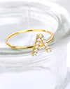 Letter Ring Z Gold Stainless Steel Zircon Ring Creative Finger Ring