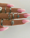 Vintage Popular Lotus Snake-Shaped Ring 8-Piece Diamond Set Ring Jewelry