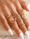 Vintage Popular Lotus Snake-Shaped Ring 8-Piece Diamond Set Ring Jewelry