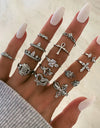 Vintage Popular Lotus Snake-Shaped Ring 8-Piece Diamond Set Ring Jewelry