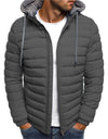 Men's Cotton Padded Jacket Casual Plus Size Solid Color Hooded Cotton Padded Jacket