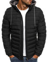 Men's Cotton Padded Jacket Casual Plus Size Solid Color Hooded Cotton Padded Jacket