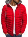 Men's Cotton Padded Jacket Casual Plus Size Solid Color Hooded Cotton Padded Jacket