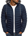 Men's Cotton Padded Jacket Casual Plus Size Solid Color Hooded Cotton Padded Jacket