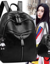 Backpack Pu Leather Soft Surface Large Capacity Student School Bag Travel Backpack