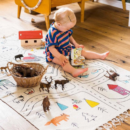 New Creative Children'S Canvas Tassel Game Mat