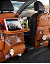 PU Leather Car Storage Bag Multifunction Seat Back Tray Hanging Bag Waterproof Car Organizer Automotive Interior Accessories