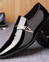 Italian Men'S Leather Shoes, Shiny Leather Loafers, Pointed Toe, Fashion