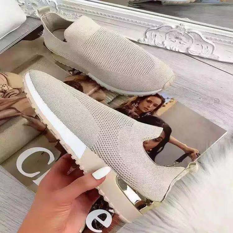 Casual Round Toe Flat-heel Low-top Mesh Sneakers