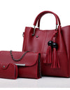 European and American fashion single shoulder Messenger bag ladies three-piece tassels mother bag