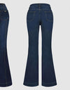 Stitching Washed Denim Stretch Slim Fit Bell-bottom Pants