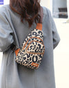 Leopard Print Sling Chest Bag With Headphone Jack Crossbody Backpack Shoulder Bag Women