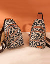 Leopard Print Sling Chest Bag With Headphone Jack Crossbody Backpack Shoulder Bag Women